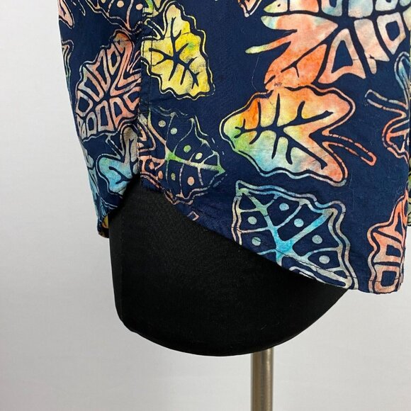 Pete Huntington Shirt Womens Button Down Multicolor Tribal Leaf Print Travel L - Picture 3 of 8